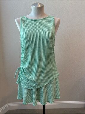 wild fable Green Gingham Knit Sleeveless Shirt and Skirt Set